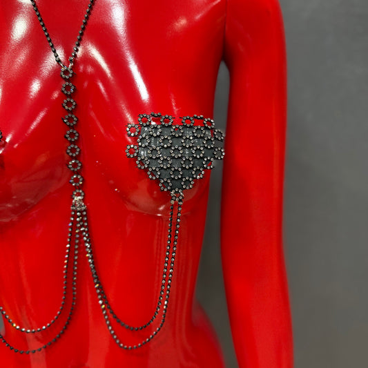 XBLACKBOX Nipple Tassels with Collar Black