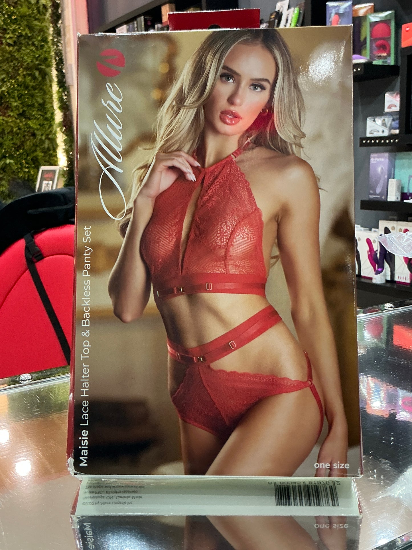 ALLURE Lace Halter Top & Brackless Panty Set