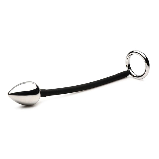 MASTERSERIES Tug and Plug Cock and Ball Ring with Anal Plug