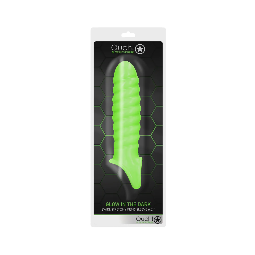 OUCH! Swirl Stretchable Penis Sheath - Glow in the Dark
