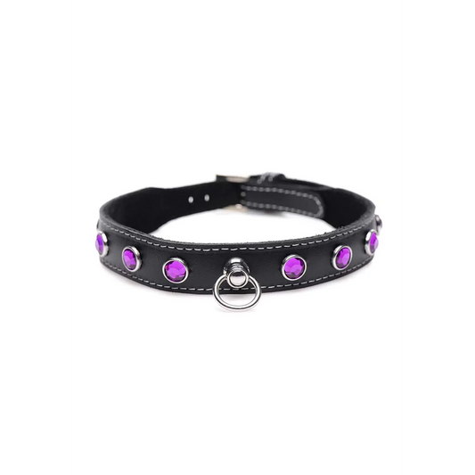 MASTERSERIES Vixen Leather Collar with Rhinestones