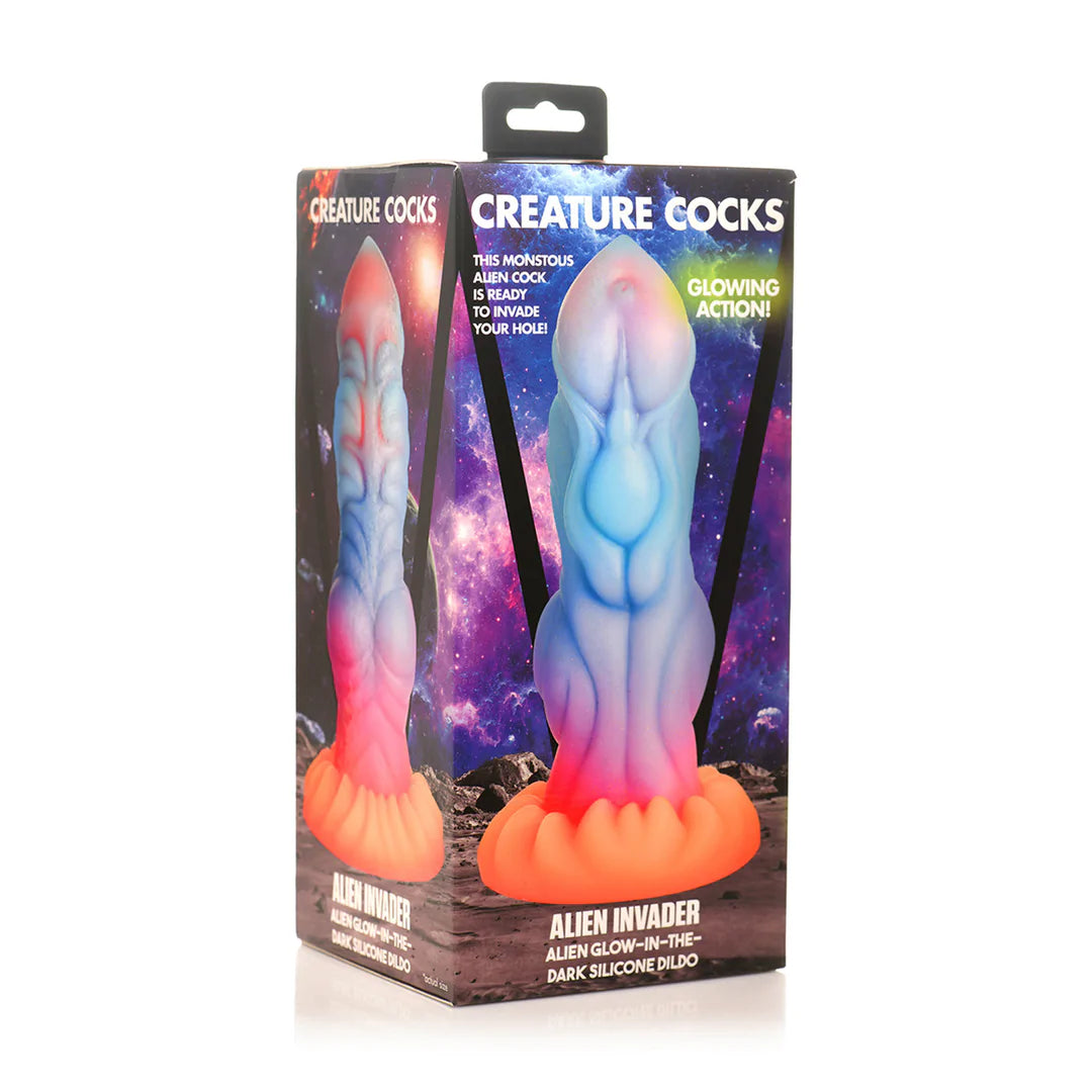 CREATURECOCKS Alien Invader - Alien Glow-in-the-Dark Silicone Dildo