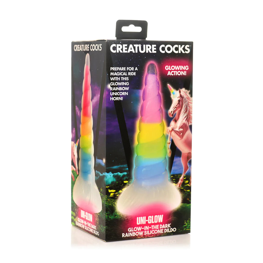 CREATURECOCKS UniGlow - Glow in the Dark Rainbow Silicone Dildo