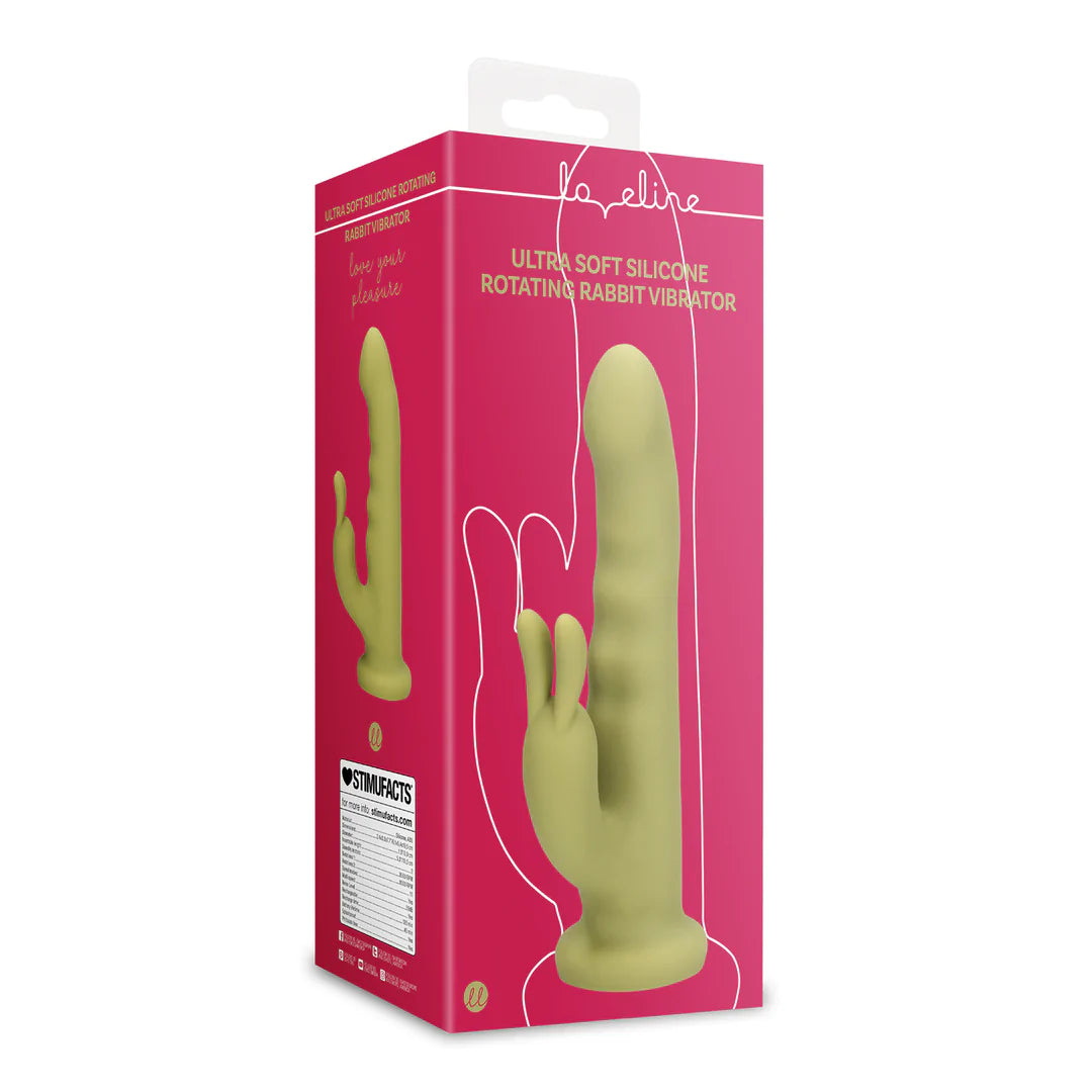 LOVELINE Ultra Soft Silicone Rotating Rabbit Vibrator - Spring Sage
