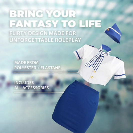 S-LINE Stewardess Costume - S/M - Blue/White