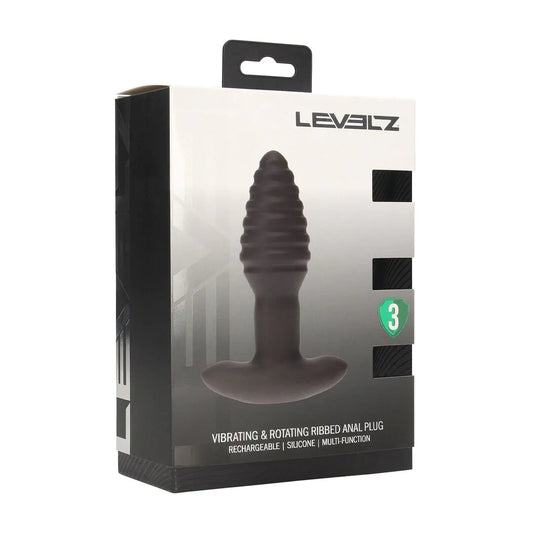 LEVELZ Vibrating and Rotating Ribbed Silicone Anal Plug