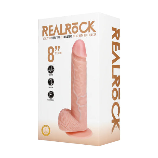REALROCK Vibrating and Thrusting Straight Cock with Balls - 8" / 20,5 cm - Flesh