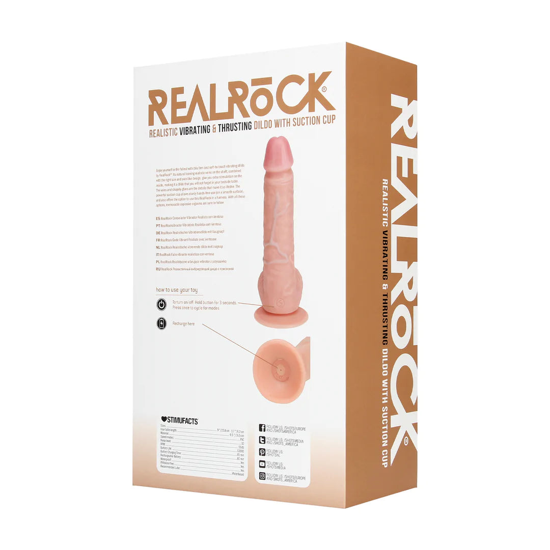 REALROCK Vibrating and Thrusting Straight Cock with Balls - 8" / 20,5 cm - Flesh