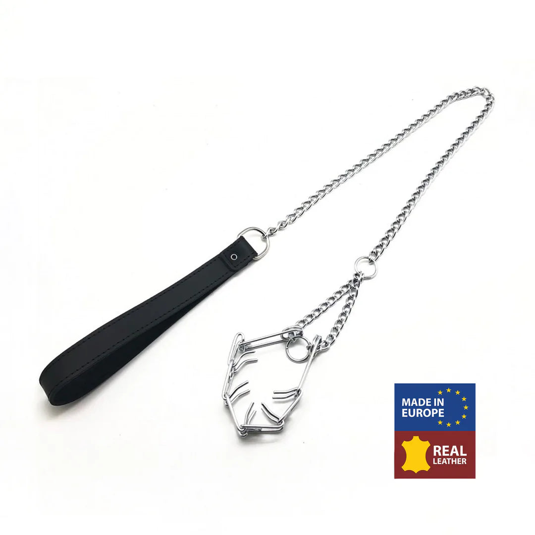 THERED Leash with Choker for Penis - Black/Silver