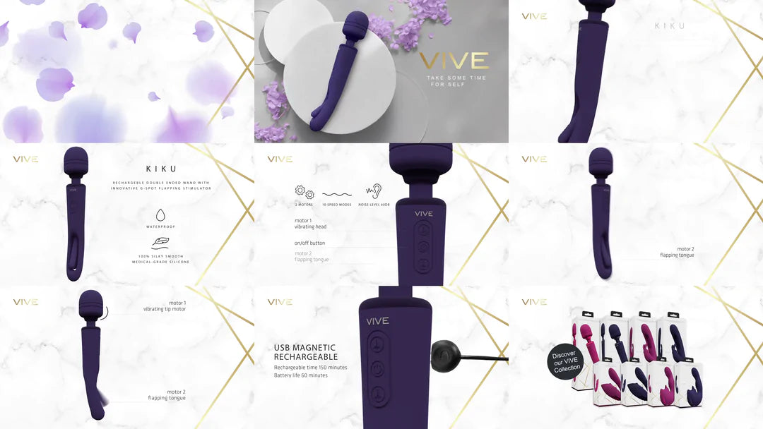 VIVE Kiku - Double Ended Wand with Innovative G-Spot Flapping Stimulator