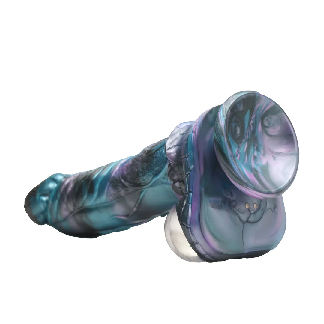 CREATURECOCKS Astro-Thrust - Thrusting and Vibrating Silicone Dildo - Blue/Purple