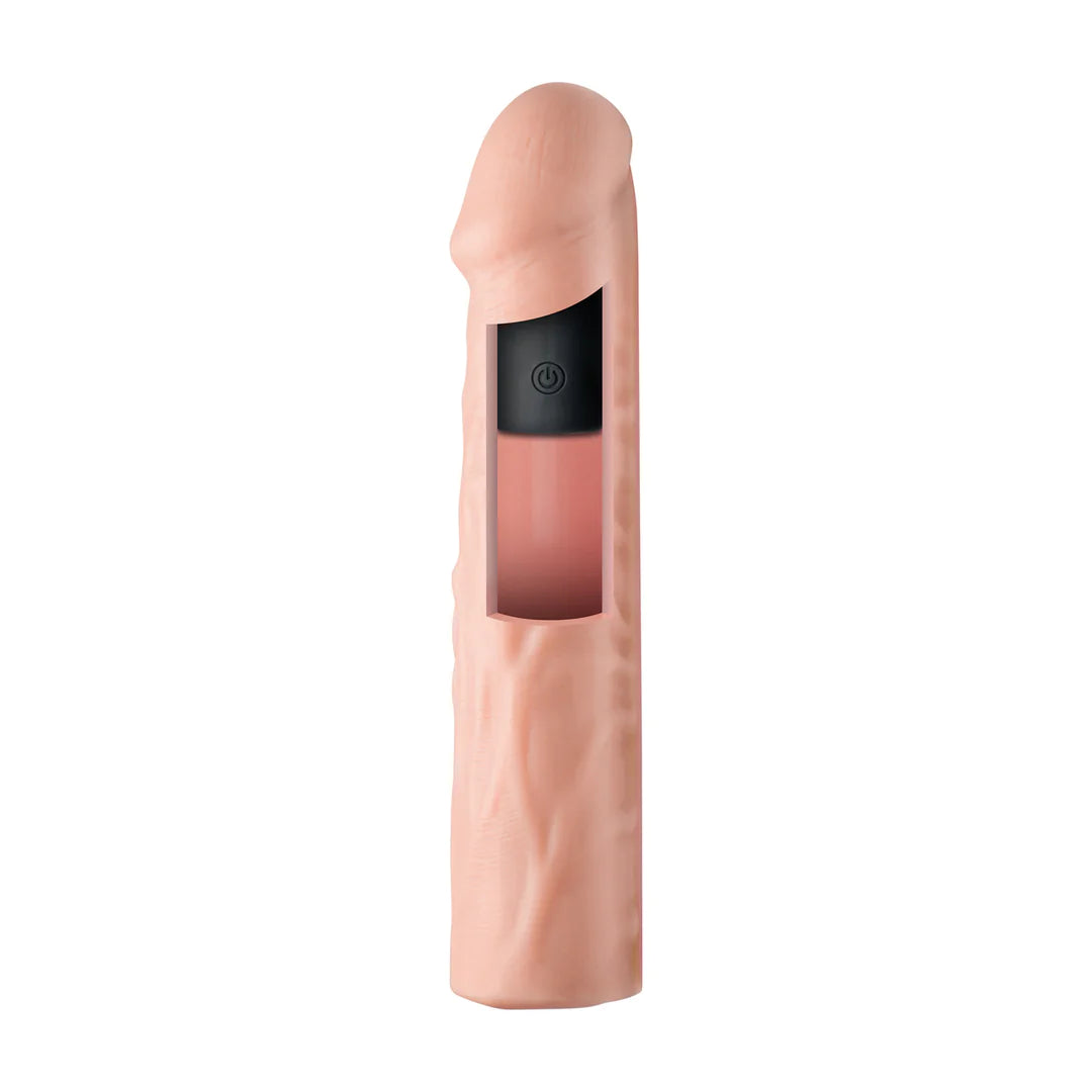 CURVETOYS Enhancers - Vibrating Realistic Penis Extension with Remote Control - Light