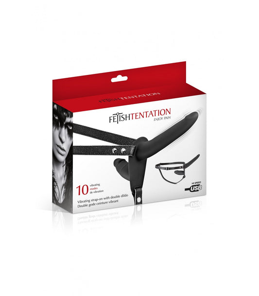FETISHTENTATION Vibrating Strap-On with Double Dildo