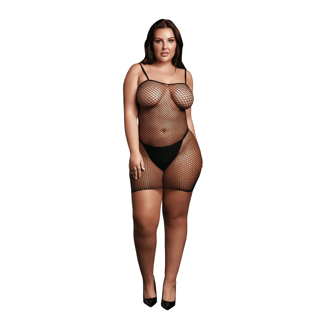 LEDÉSIR Short Dress Fishnet and Spaghetti Straps