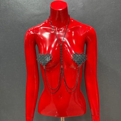 XBLACKBOX Nipple Tassels with Collar Black