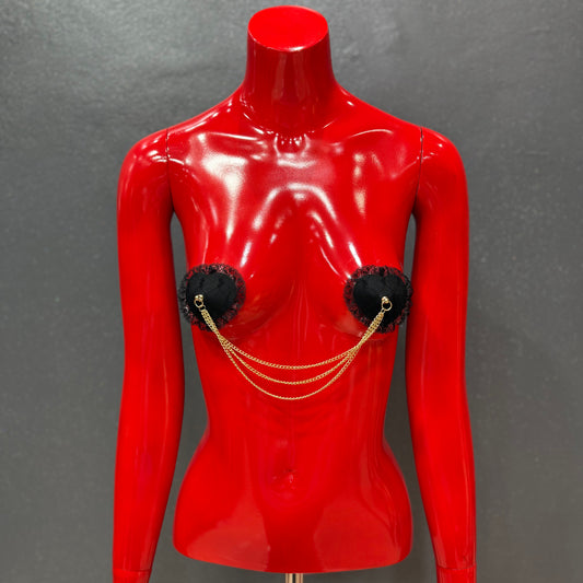 BLACKBOX Nipple Covers Heart with Gold Chain
