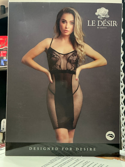 LEDÉSIR Knee-Length Lace and Fishnet Dress