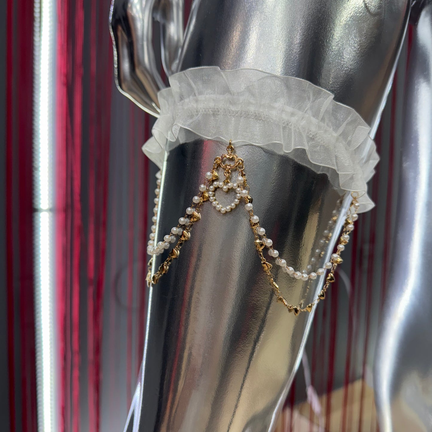 XBLACKBOX Wedding Garter with Hanging Pearls