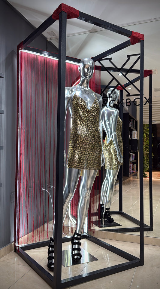 BLACKBOX Leopard Print Metallique Sequin Mini Dress