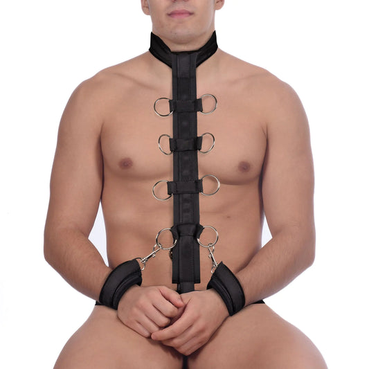 OUCH! Restraint Harness with Collar and Hand Cuffs