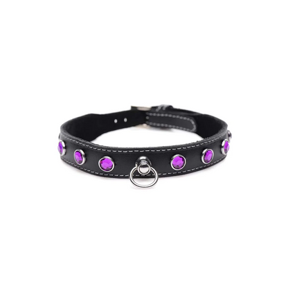 MASTERSERIES Vixen Leather Collar with Rhinestones