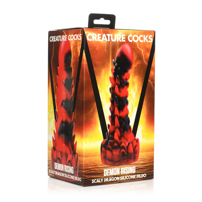 CREATURECOCKS Demon Rising - Scaly Dragon Silicone Dildo - Red/Black