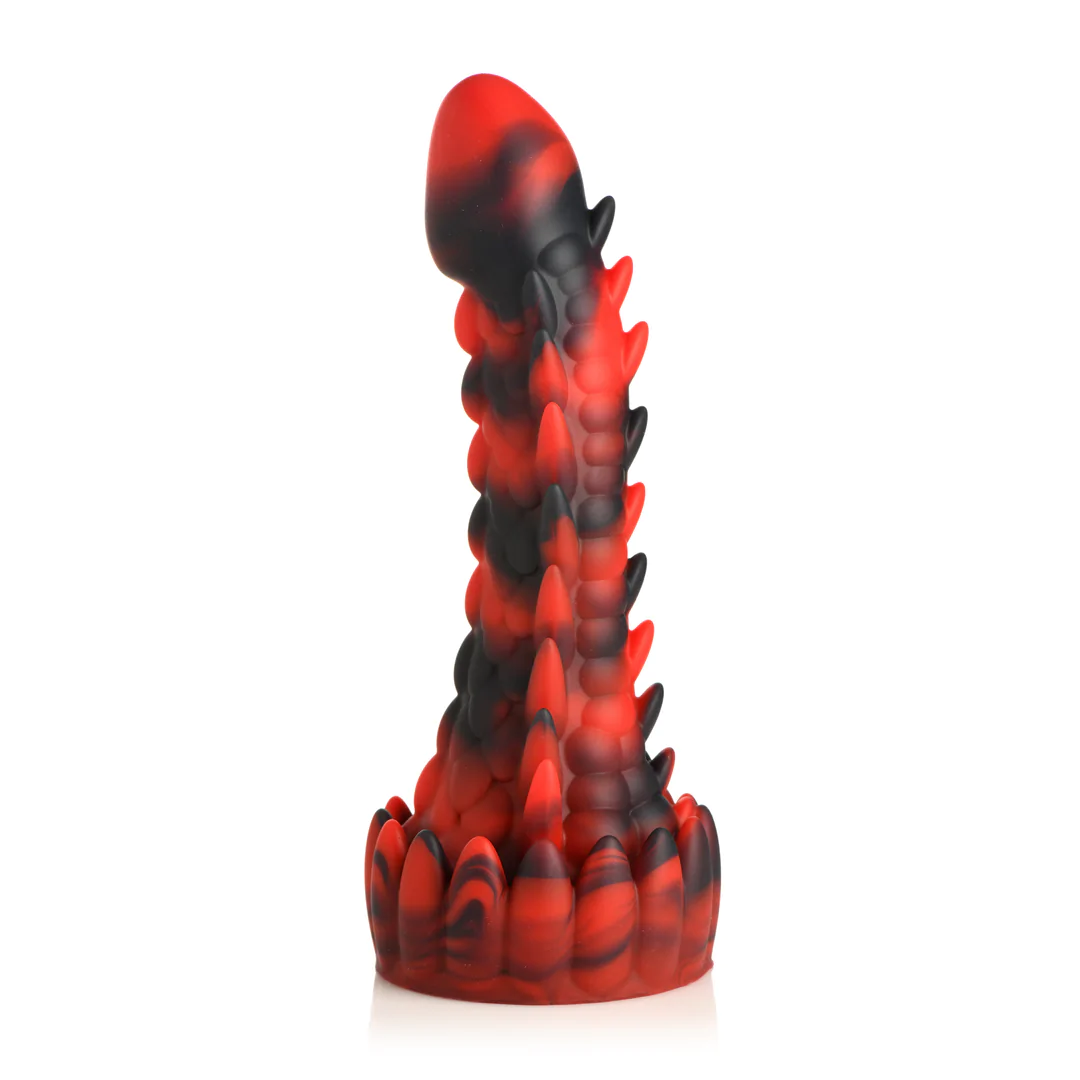 CREATURECOCKS Demon Rising - Scaly Dragon Silicone Dildo - Red/Black