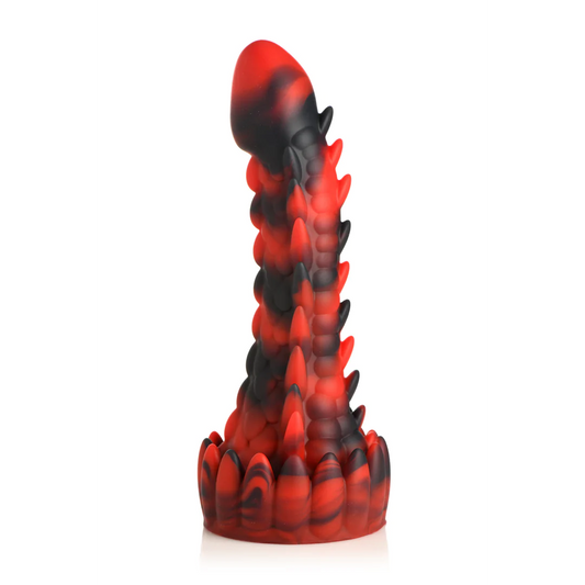 CREATURECOCKS Demon Rising - Scaly Dragon Silicone Dildo - Red/Black