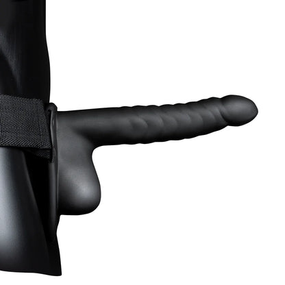 OUCH! Ribbed Hollow Strap-On with Balls - 8" / 21 cm