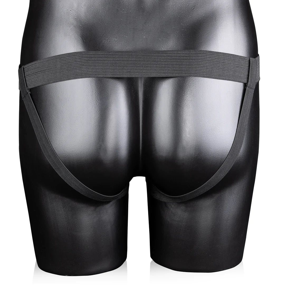 OUCH! Ribbed Hollow Strap-On with Balls - 8" / 21 cm
