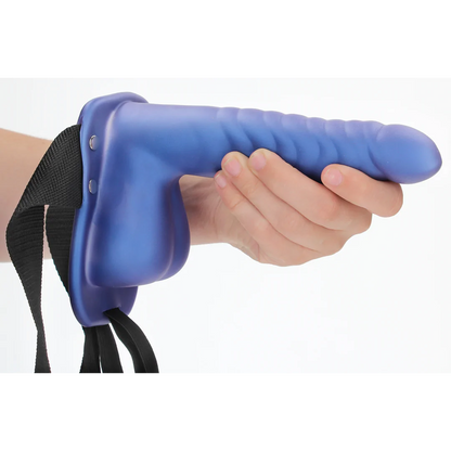 OUCH! Ribbed Hollow Strap-On with Balls - 8" / 21 cm