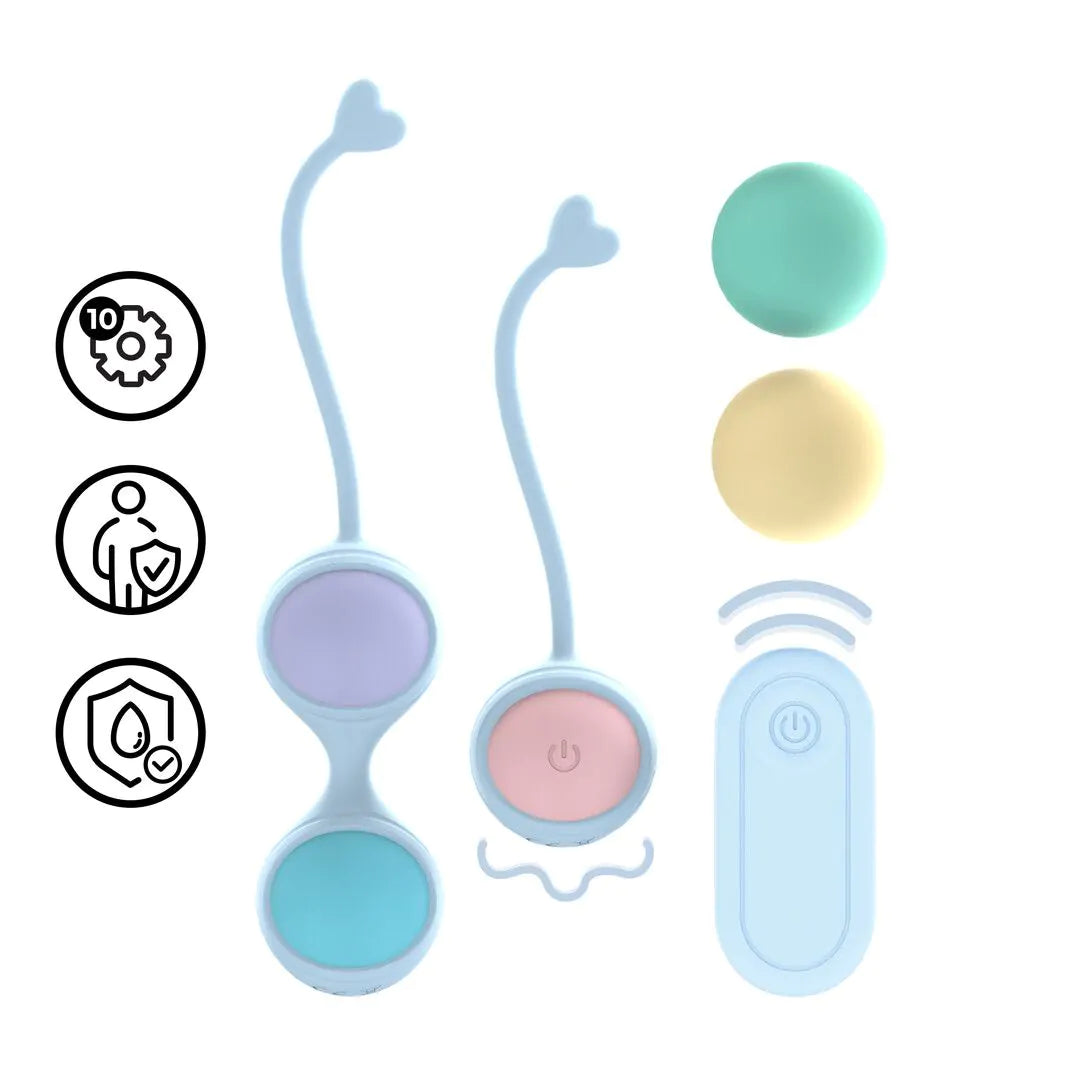 LOVELINE Vibrating and 5 Weight Interchangeable Kegel Kit with Remote Control