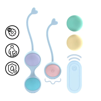 LOVELINE Vibrating and 5 Weight Interchangeable Kegel Kit with Remote Control