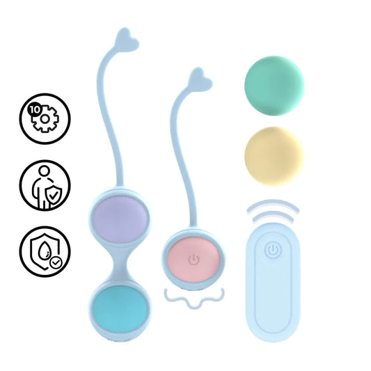 LOVELINE Vibrating and 5 Weight Interchangeable Kegel Kit with Remote Control