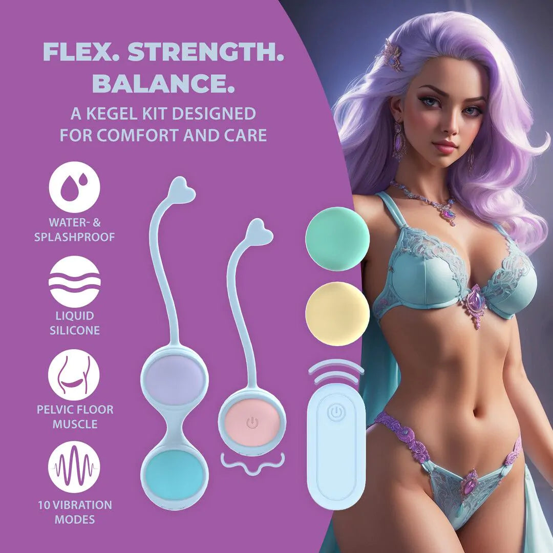 LOVELINE Vibrating and 5 Weight Interchangeable Kegel Kit with Remote Control
