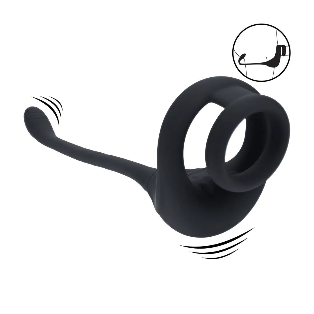 LEVELZ Dual Motor Silicone Cockring with Prostate Stimulator - Black