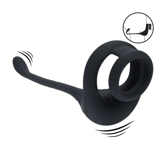 LEVELZ Dual Motor Silicone Cockring with Prostate Stimulator - Black