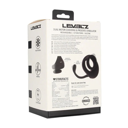 LEVELZ Dual Motor Silicone Cockring with Prostate Stimulator - Black