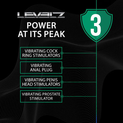LEVELZ Dual Motor Silicone Cockring with Prostate Stimulator - Black