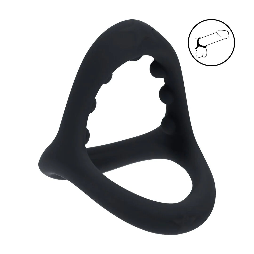 LEVELZ Soft Bead Grip Silicone Cock and Ball Ring - Black