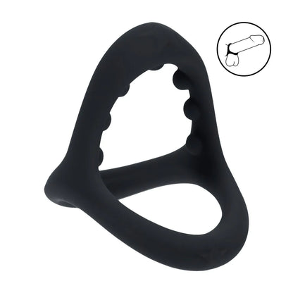 LEVELZ Soft Bead Grip Silicone Cock and Ball Ring - Black