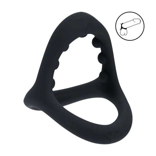 LEVELZ Soft Bead Grip Silicone Cock and Ball Ring - Black