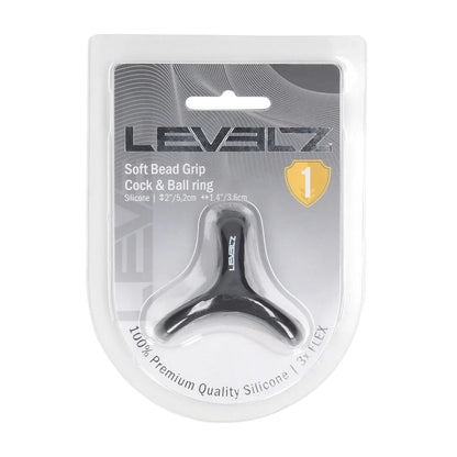 LEVELZ Soft Bead Grip Silicone Cock and Ball Ring - Black