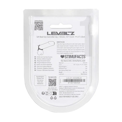 LEVELZ Soft Bead Grip Silicone Cock and Ball Ring - Black