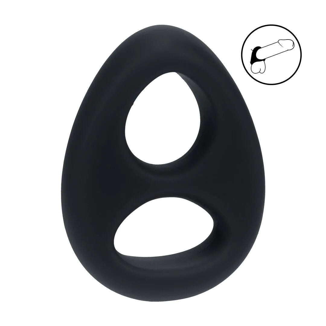 LEVELZ Double Liquid Silicone Cock and Ball Ring - Black