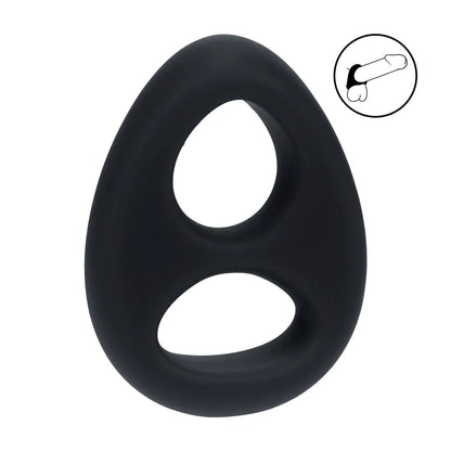 LEVELZ Double Liquid Silicone Cock and Ball Ring - Black