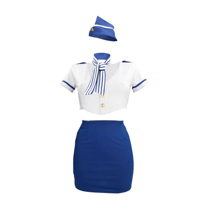 S-LINE Stewardess Costume - S/M - Blue/White