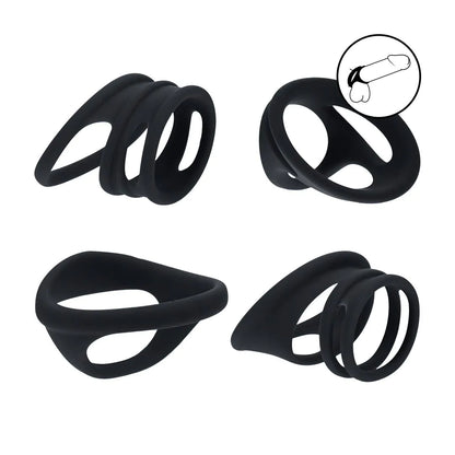 LEVELZ Silicone Cock and Ball Ring Set of 4 - Black