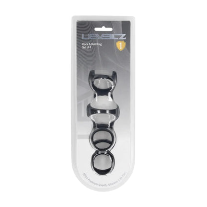 LEVELZ Silicone Cock and Ball Ring Set of 4 - Black
