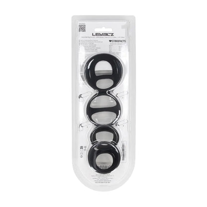 LEVELZ Silicone Cock and Ball Ring Set of 4 - Black